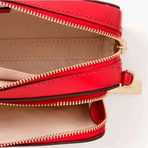 S Kate Spade Stacie Dual Zip Crossbody Bag Ruby Red Leather Purse KG036 NWT $259 - Picture 8 of 10